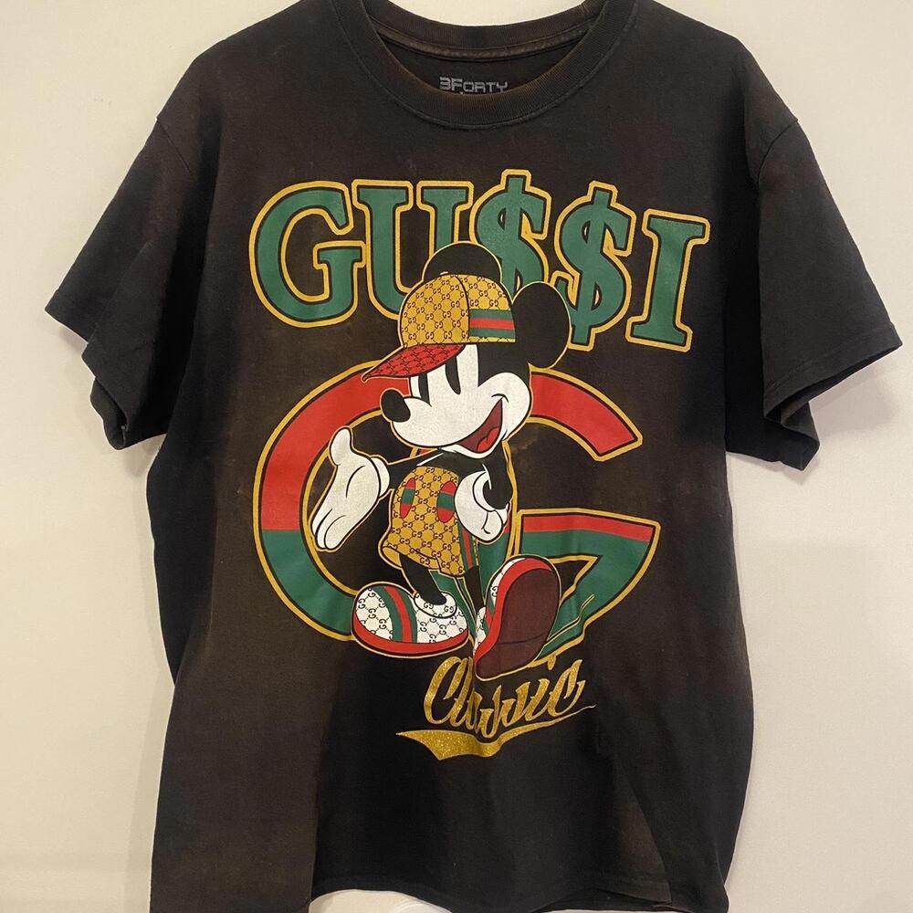 Men's Black and Multi Tshirt